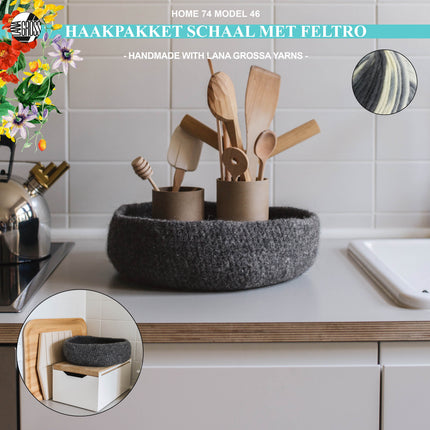 Haakpakket vilten schaal met Feltro-garen model 46 van Home 74