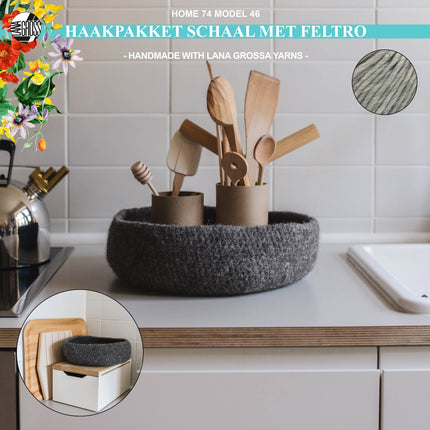 Haakpakket vilten schaal met Feltro-garen model 46 van Home 74