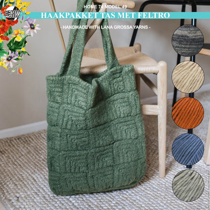 Haakpakket granny tas met Feltro-garen model 49 van Lana Grossa Home nr. 74