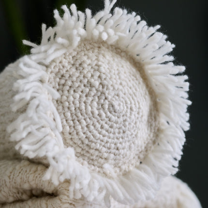 haakpakket nekrol met caramella garen, detail kopkant.