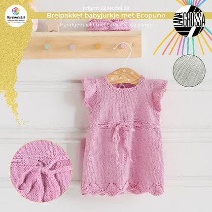 Breipakket babyjurkje met Ecopuno – Model 38 – Infanti 22 | Lana Grossa