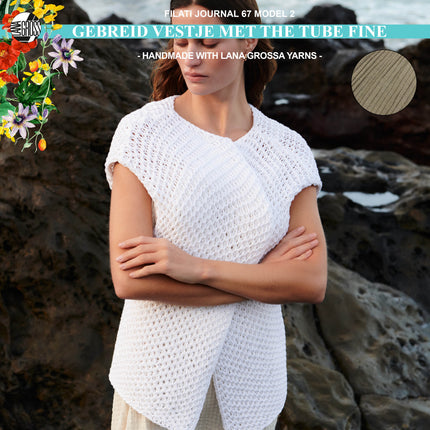 Breipakket mouwloos vest met The Tube Fine garen model 2 van Filati Journal 67