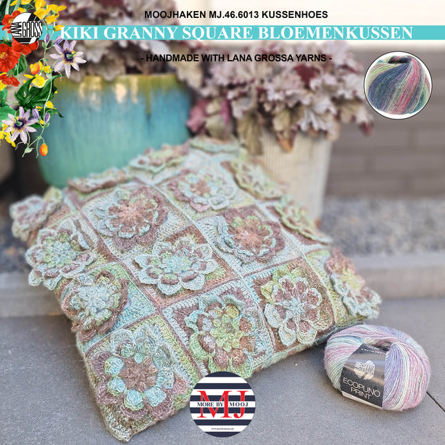 Haakpakket Kiki Granny Square Bloemenkussen