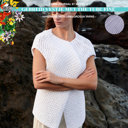 Breipakket mouwloos vest met The Tube Fine garen model 2 van Filati Journal 67