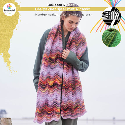 Breipakket sjaal met Picasso – Model 7 – Lookbook 17 | Lana Grossa