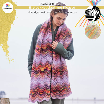 Breipakket sjaal met Picasso – Model 7 – Lookbook 17 | Lana Grossa
