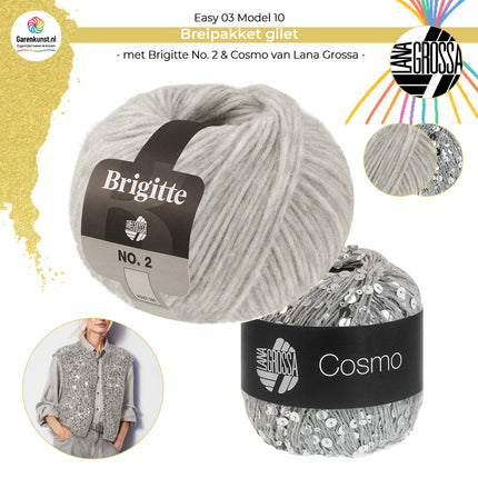 Brigitte No. 2 kleur Zilvergrijs en Cosmo kleur Lichtgrijs van Lana Grossa bij Garenkunst.nl