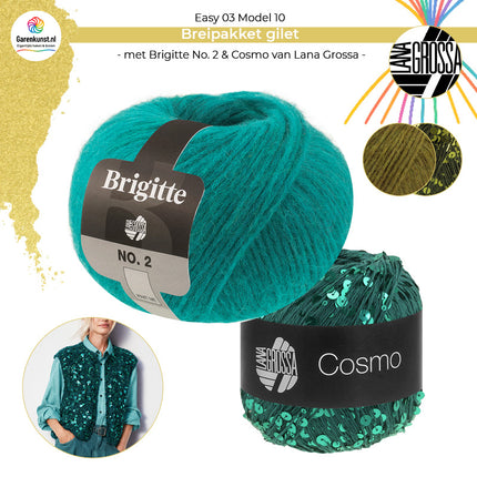Brigitte No. 2 kleur Blauwgroen en Cosmo kleur Opaalgroen van Lana Grossa bij Garenkunst.nl