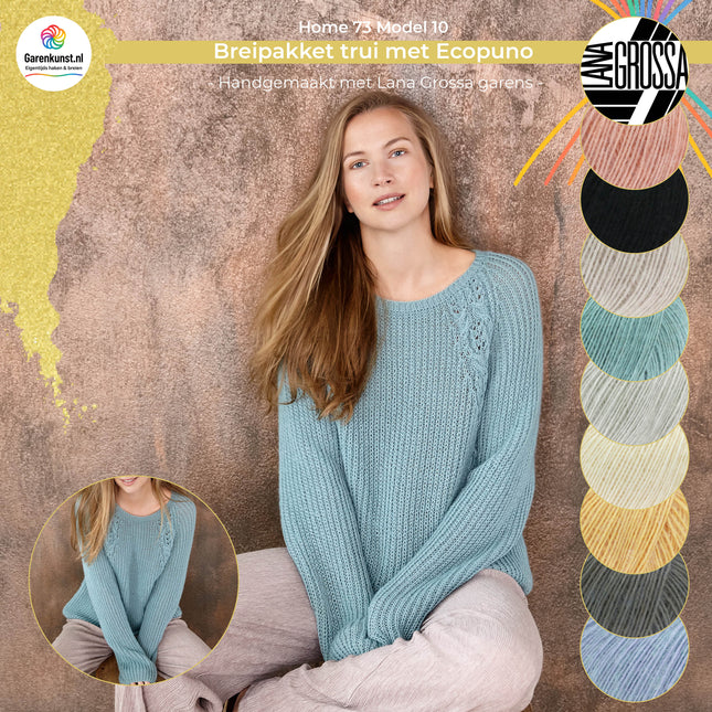 Breipakket luxe trui met Ecopuno – Model 10 – Home 73 | Lana Grossa