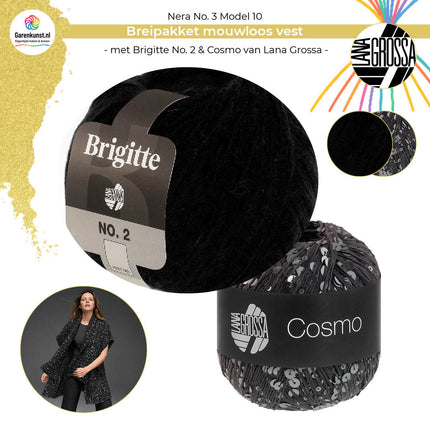 Breipakket mouwloos vest – Brigitte No. 2 & Cosmo – Model 10 – Nera No. 3 | Lana Grossa