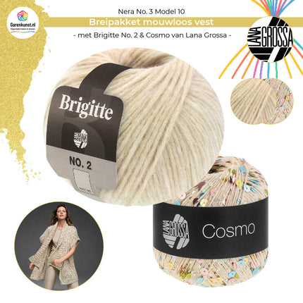 Breipakket mouwloos vest – Brigitte No. 2 & Cosmo – Model 10 – Nera No. 3 | Lana Grossa