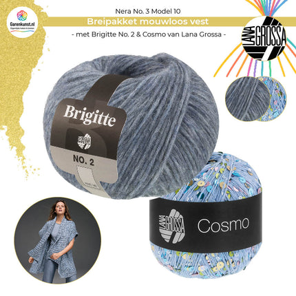Breipakket mouwloos vest – Brigitte No. 2 & Cosmo – Model 10 – Nera No. 3 | Lana Grossa