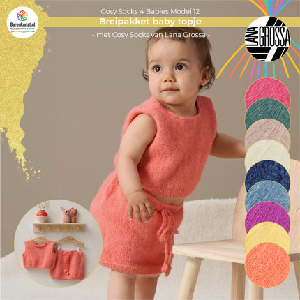 Breipakket babytopje model 12 Cosy Socks 4 Babies van Lana Grossa, beschikbaar in meerdere kleuren