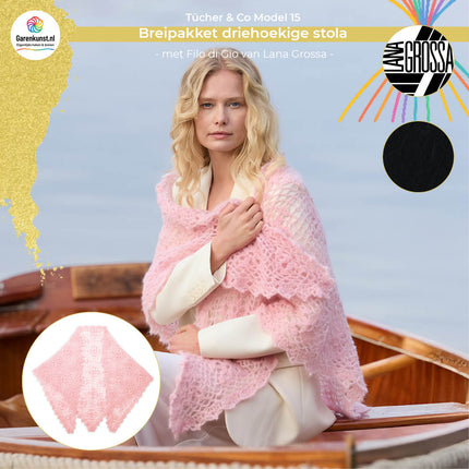 Haakpakket driehoekige stola – Filo di Gio – Model 15 – Tücher & Co 10 | Lana Grossa