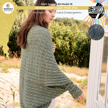Breipakket cape met Mia Garen model 16 uit Filati Journal 60