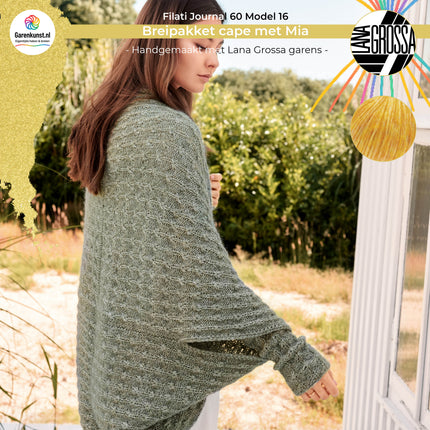 Breipakket cape met Mia Garen model 16 uit Filati Journal 60