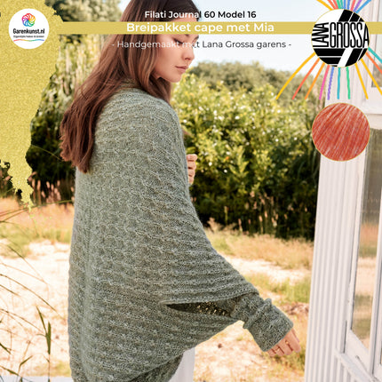 Breipakket cape met Mia Garen model 16 uit Filati Journal 60