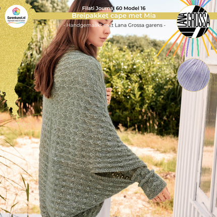 Breipakket cape met Mia Garen model 16 uit Filati Journal 60