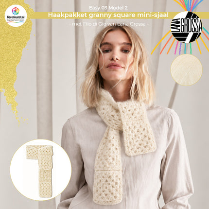 Filo di Gio haakpakket minisjaal kleur Creme (1) van Lana Grossa bij Garenkunst.nl