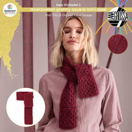 Filo di Gio haakpakket minisjaal kleur Burgundy (16) van Lana Grossa bij Garenkunst.nl
