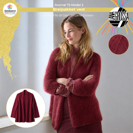 Filo di Gio breipakket vest kleur Burgundy (16) van Lana Grossa bij Garenkunst.nl
