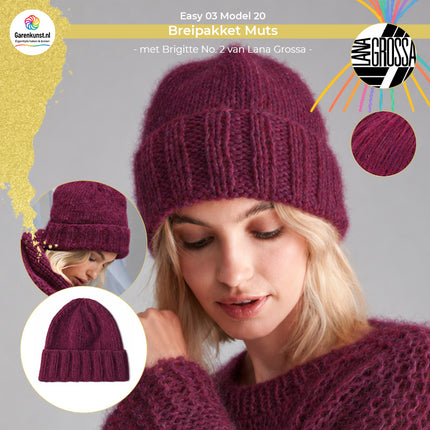 Brigitte No. 2 breipakket muts kleur Fuchsia (38) van Lana Grossa bij Garenkunst.nl