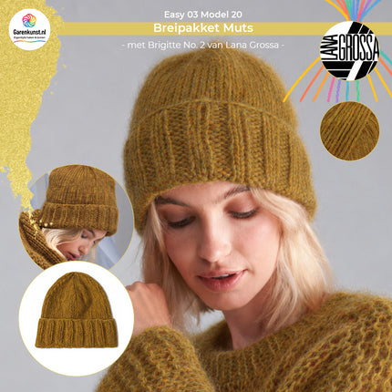 Brigitte No. 2 breipakket muts kleur Mosterdgeel (67) van Lana Grossa bij Garenkunst.nl