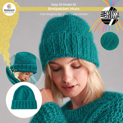 Brigitte No. 2 breipakket muts kleur Blauwgroen (86) van Lana Grossa bij Garenkunst.nl