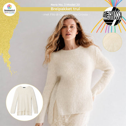 Filo di Gio kleur Creme garen voor trui Model 20 Nera No. 3