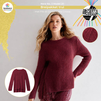 Filo di Gio kleur Burgundy garen voor trui Model 20 Nera No. 3
