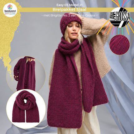 Brigitte No. 2 breipakket sjaal kleur Fuchsia (38) van Lana Grossa bij Garenkunst.nl
