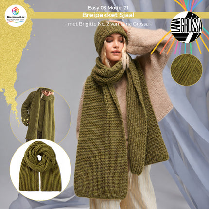 Brigitte No. 2 breipakket muts kleur Olijfgroen (66) van Lana Grossa bij Garenkunst.nl