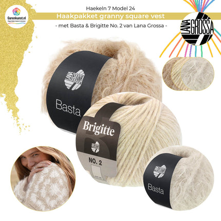 Haakpakket Granny Square vest – Basta & Brigitte No. 2 – Model 24 – Häkeln 07 | Lana Grossa