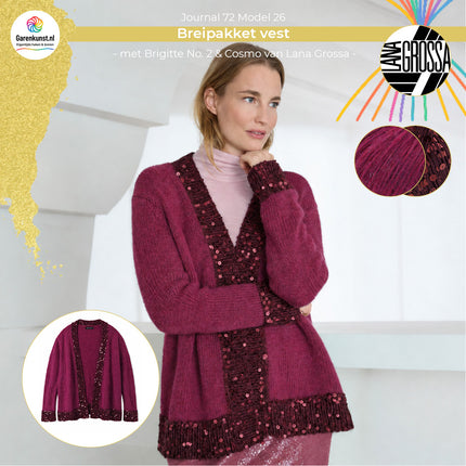 Brigitte No. 2 kleur Bordeaux en Cosmo kleur Bordeaux garen voor vest Model 26 Journal 72