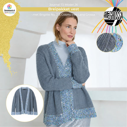 Brigitte No. 2 kleur Jeans en Cosmo kleur Blauw garen voor vest Model 26 Journal 72