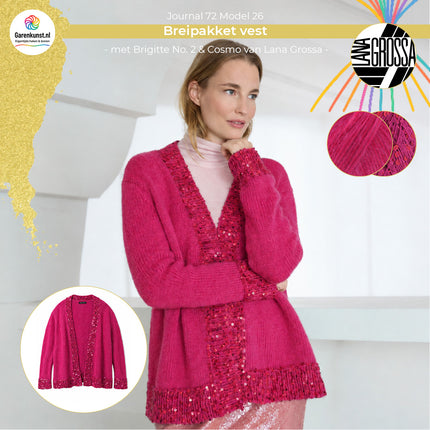 Brigitte No. 2 kleur Orchidee en Cosmo kleur Fuchsia garen voor vest Model 26 Journal 72