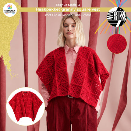 Filo di Gio haakpakket vest kleur Rood (15) van Lana Grossa bij Garenkunst.nl