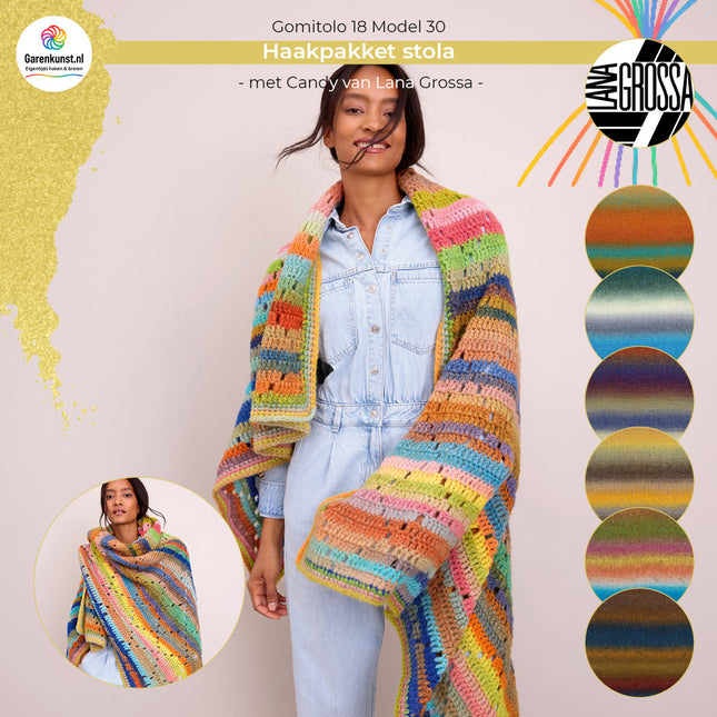 Haakpakket stola – Candy – Model 30 – Gomitolo 18 | Lana Grossa