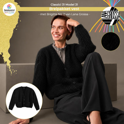 Brigitte No. 2 breipakket vest kleur Zwart (36) van Lana Grossa bij Garenkunst.nl