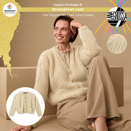 Brigitte No. 2 breipakket vest kleur Zand (47) van Lana Grossa bij Garenkunst.nl
