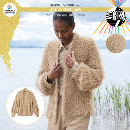 Breipakket vest Basta kleur beige van Lana Grossa bij Garenkunst.nl, Model 37 uit Journal 72