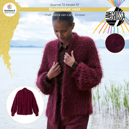 Breipakket vest Basta kleur burgundy van Lana Grossa bij Garenkunst.nl, Model 37 uit Journal 72