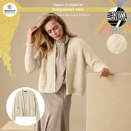 Chiaro breipakket vest kleur Wolwit (1) van Lana Grossa bij Garenkunst.nl