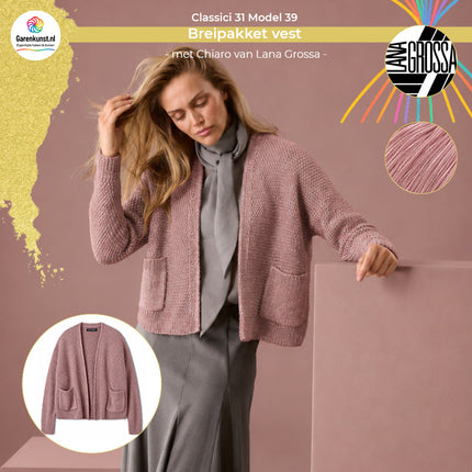 Chiaro breipakket vest kleur Oudroze (9) van Lana Grossa bij Garenkunst.nl