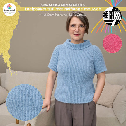 Roze (2): Breipakket raglantrui model 4 Cosy Socks & More 01 van Lana Grossa in roze