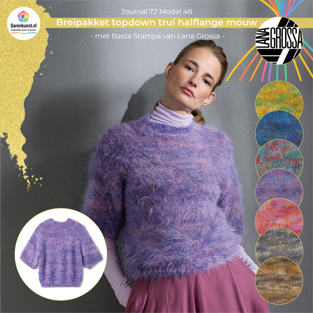 Breipakket topdown trui halflange mouw Basta Stampa Model 48 Journal 72 van Lana Grossa bij Garenkunst.nl