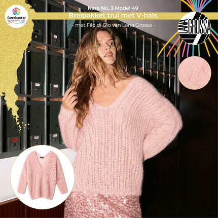 Filo di Gio kleur Rosa garen voor trui met V-hals Model 49 Nera No. 3