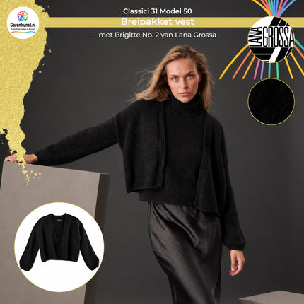 Brigitte No. 2 breipakket vest kleur Zwart (36) van Lana Grossa bij Garenkunst.nl