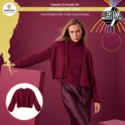 Brigitte No. 2 breipakket vest kleur Fuchsia (38) van Lana Grossa bij Garenkunst.nl