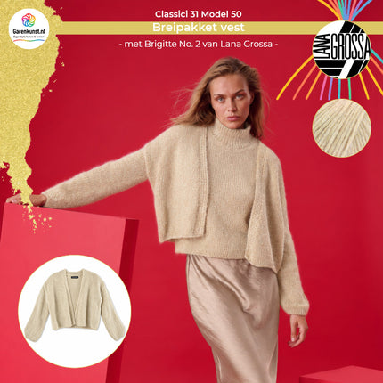 Brigitte No. 2 breipakket vest kleur Zand (47) van Lana Grossa bij Garenkunst.nl